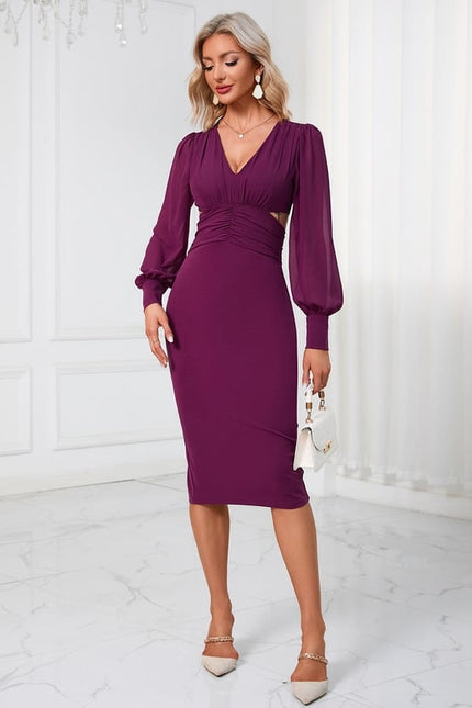 Robe Décolleté Plongeant Manche Longue - gallery 5