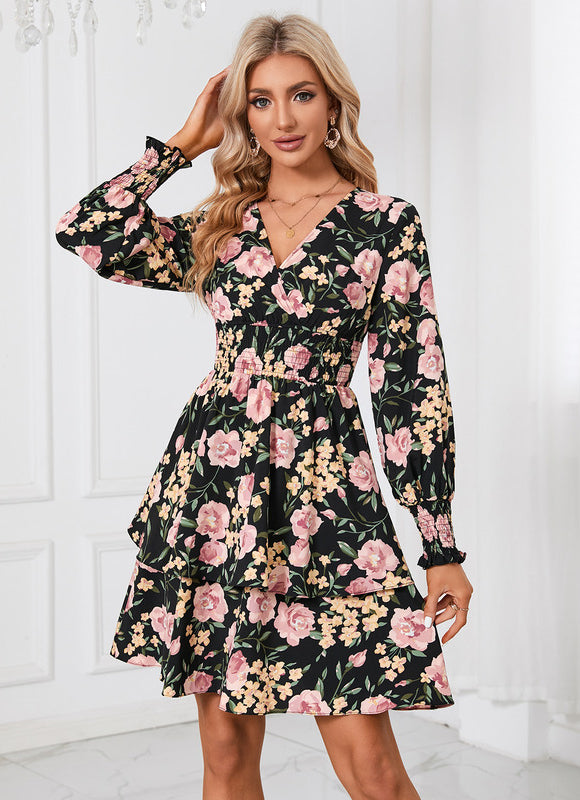 Robe Manche Longue Fleurie Courte - gallery 4