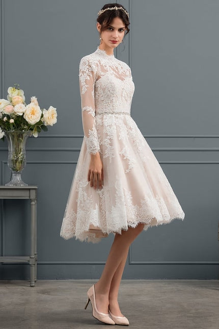 Robe Manche Longue Rétro En Tulle - gallery 5