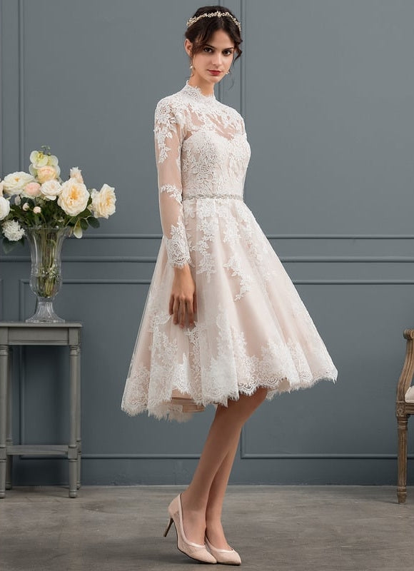 Robe Manche Longue Rétro En Tulle - gallery 5