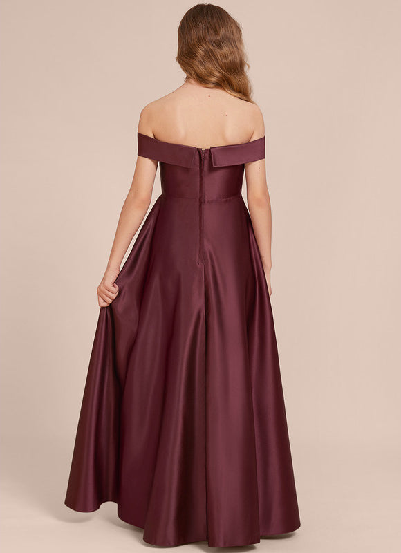 Robe Manche Longue Satin Bordeaux Longue - gallery 1