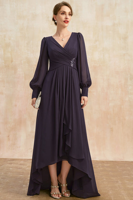 Robe Manche Longue Asymétrique Satinée - gallery 4