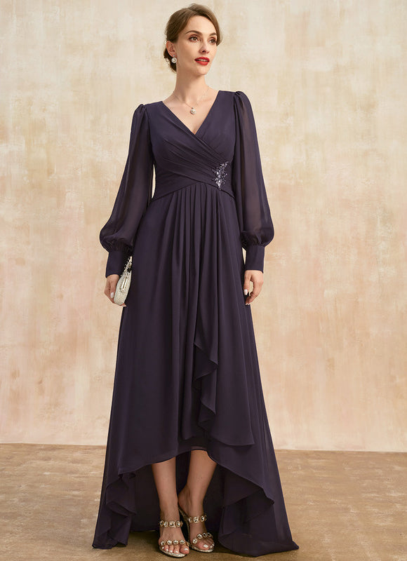 Robe Manche Longue Asymétrique Satinée - gallery 4