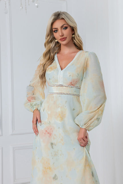 Robe Manche Longue Fleurie Fluide - gallery 7