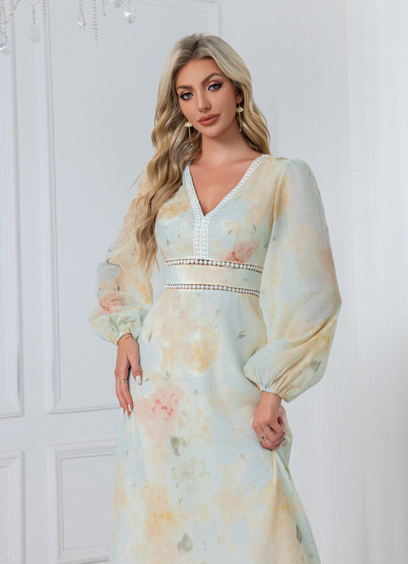Robe Manche Longue Fleurie Fluide - gallery 7