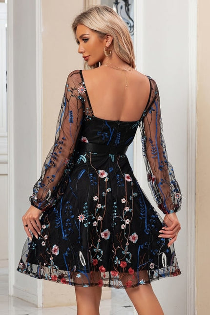 Robe Manche Longue Brodée Transparente - gallery 5