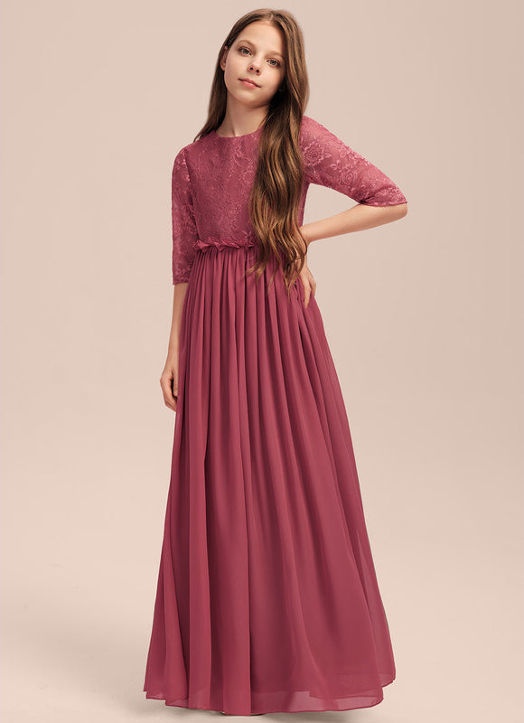 Robe Demoiselle D'Honneur Rose Manche Longue - gallery 2