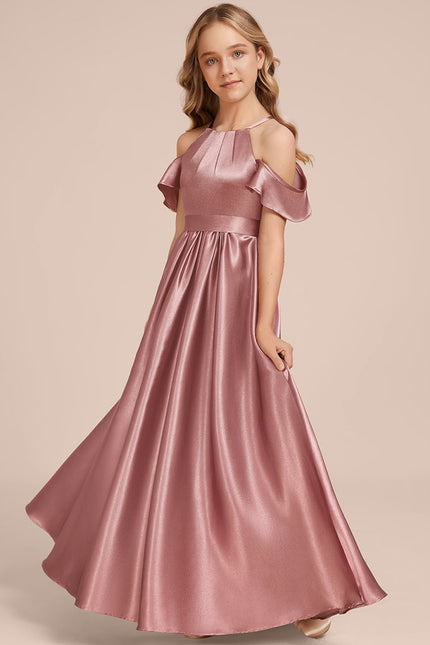 Robe Manche Longue Satin Bordeaux Élégante - gallery 4