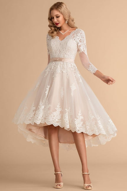 Robe Manche Longue Élégante En Dentelle - gallery 3