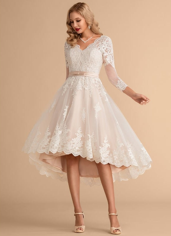 Robe Manche Longue Élégante En Dentelle - gallery 3
