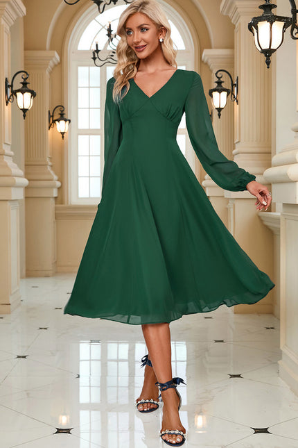 Robe Manche Longue Midi Émeraude