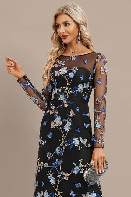 Robe Moulante Dentelle Manche Longue - gallery 2