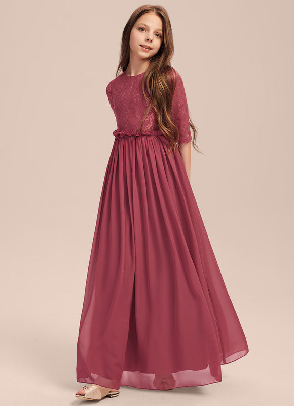 Robe Demoiselle D'Honneur Rose Manche Longue - gallery 4