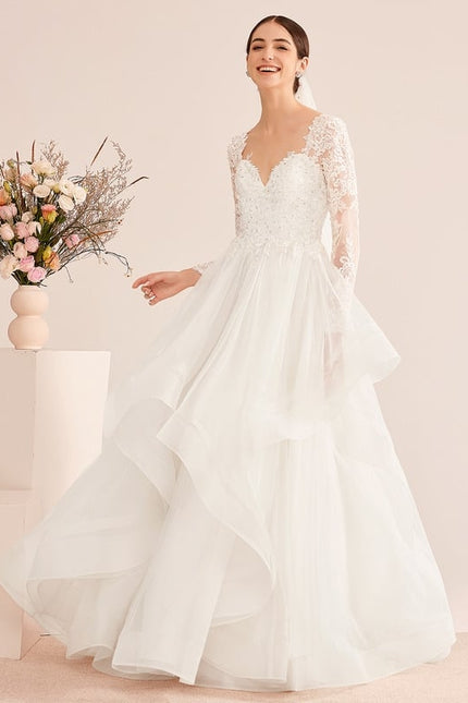 Robe Manche Longue Nuptiale Aérienne - gallery 5