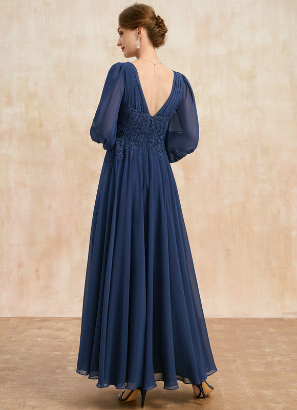 Robe Manche Longue Longue Fluide Bleu - gallery 5