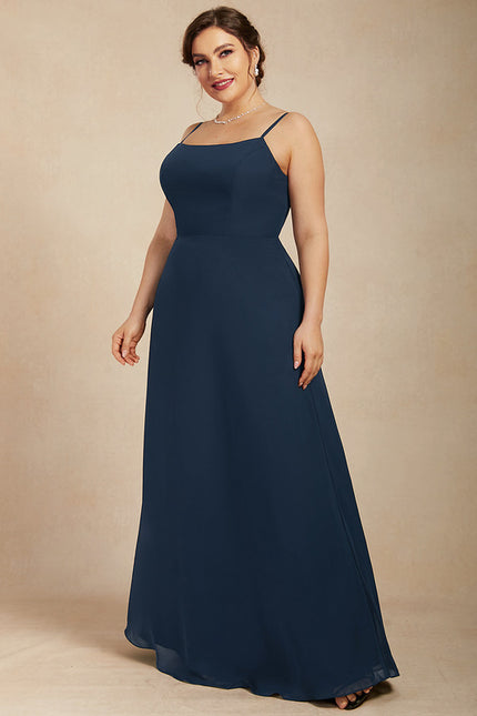 Robe Manche Longue En Dentelle Marine - gallery 8