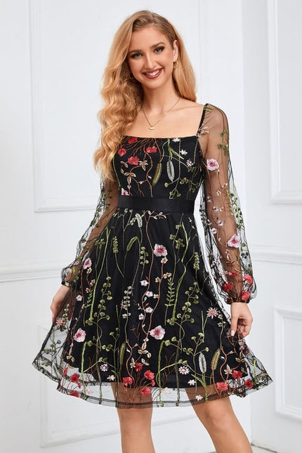 Robe Manche Longue Brodée Transparente - gallery 8
