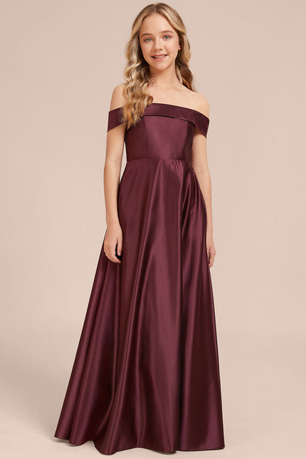 Robe Manche Longue Satin Bordeaux Longue - gallery 3