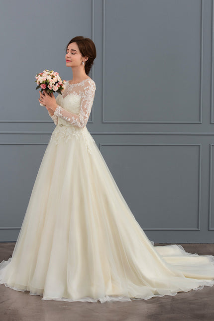 Robe Manche Longue Nuptiale Délicate - gallery 4