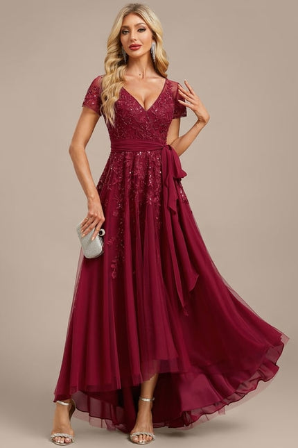 Robe Manche Longue Vaporeuse Bordeaux