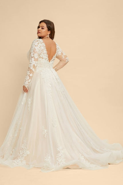 Robe Manche Longue Princesse Tulle Floral - gallery 8