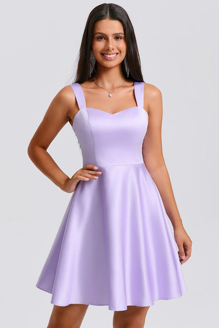 Robe Manche Longue Satin Lilas - gallery 6
