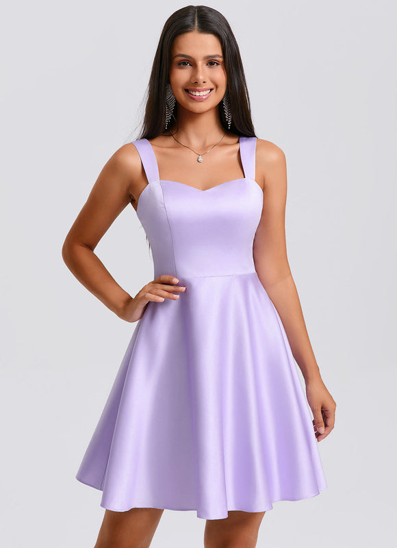 Robe Manche Longue Satin Lilas - gallery 6
