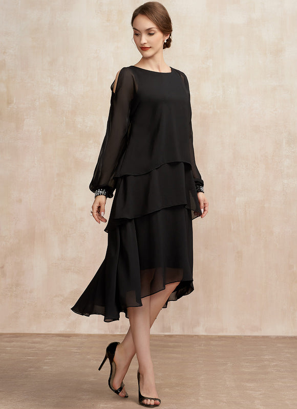 Robe Noire Longue Manche Courte - gallery 1