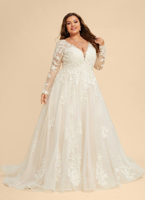 Robe Manche Longue Princesse Tulle Floral - gallery 7