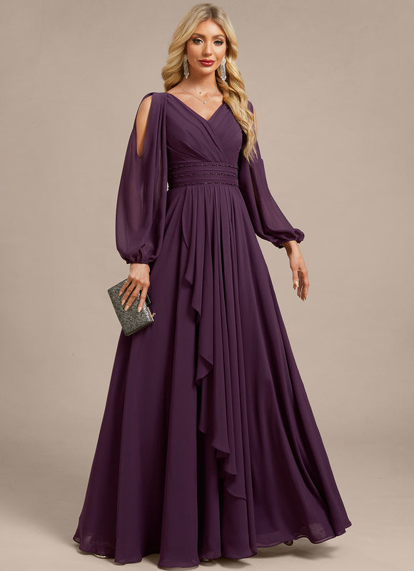 Robe Longue Mousseline Avec Manches - gallery 3
