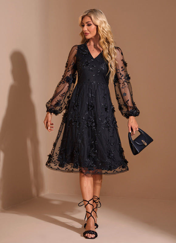 Robe Évasée Manche Longue - gallery 4