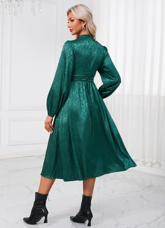 Robe Manche Longue Trapèze Satinée