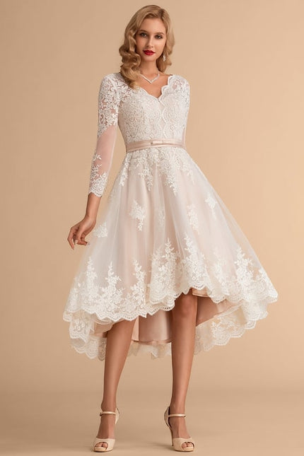 Robe Manche Longue Élégante En Dentelle