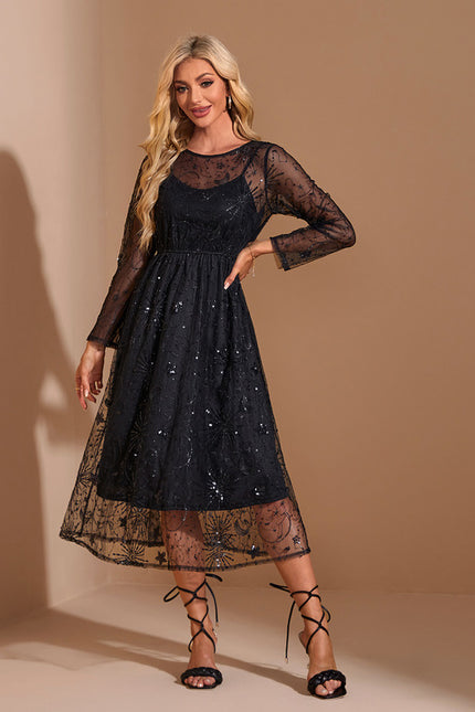 Robe Manches Longues Sequins