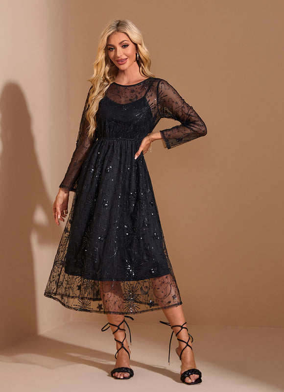 Robe Manches Longues Sequins
