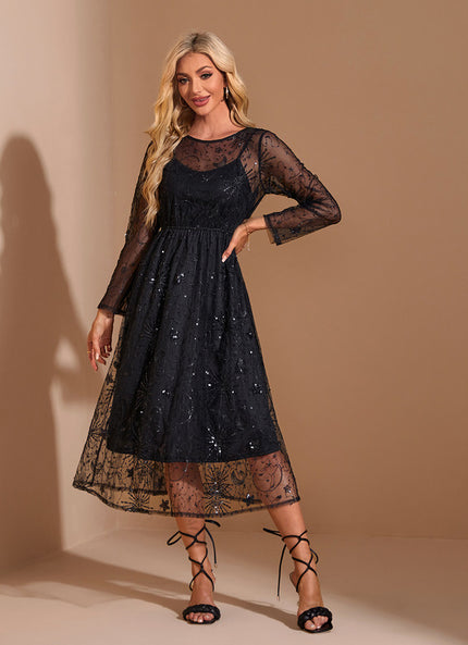 Robe Manches Longues Sequins