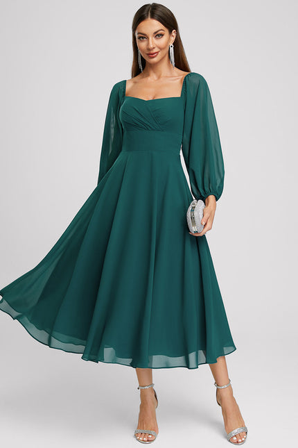 Robe Manche Longue Émeraude Fluide