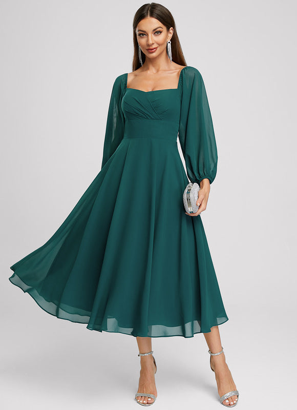 Robe Manche Longue Émeraude Fluide
