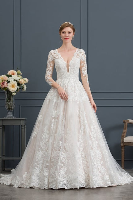 Robe Manche Longue Élégante En Tulle - gallery 3
