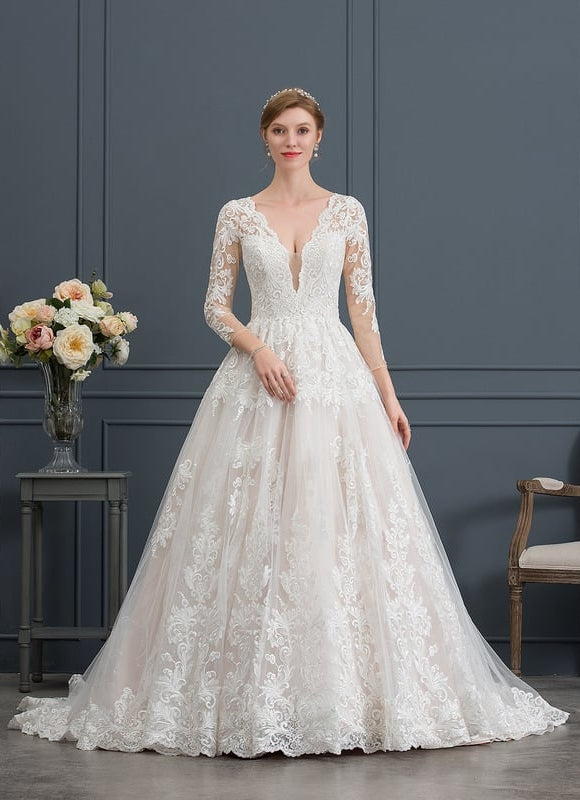 Robe Manche Longue Élégante En Tulle - gallery 3
