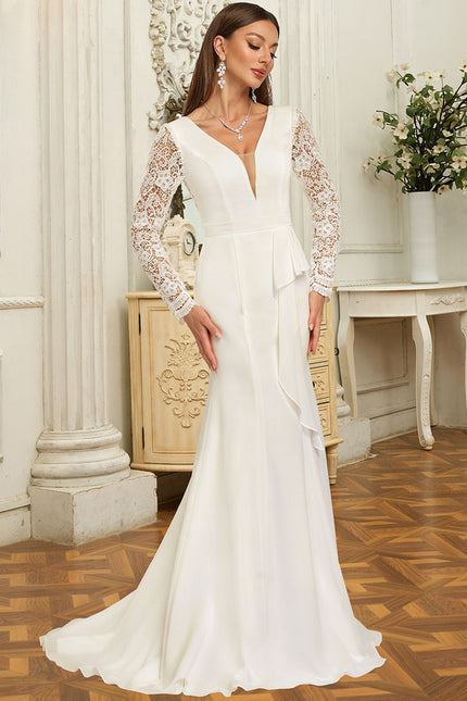 Robe Manche Longue Sirène Dentelle - gallery 3