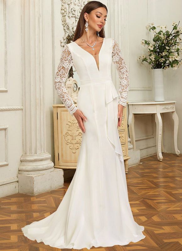 Robe Manche Longue Sirène Dentelle - gallery 3