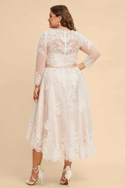 Robe Manche Longue Élégante En Dentelle - gallery 7