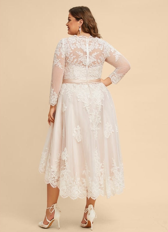 Robe Manche Longue Élégante En Dentelle - gallery 7