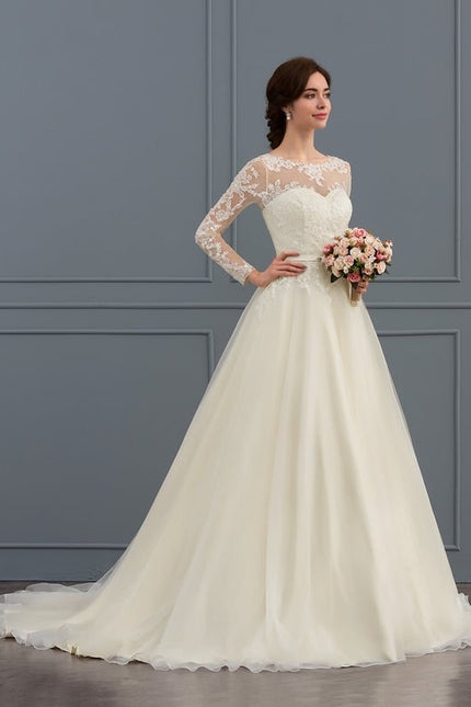 Robe Manche Longue Nuptiale Délicate - gallery 2