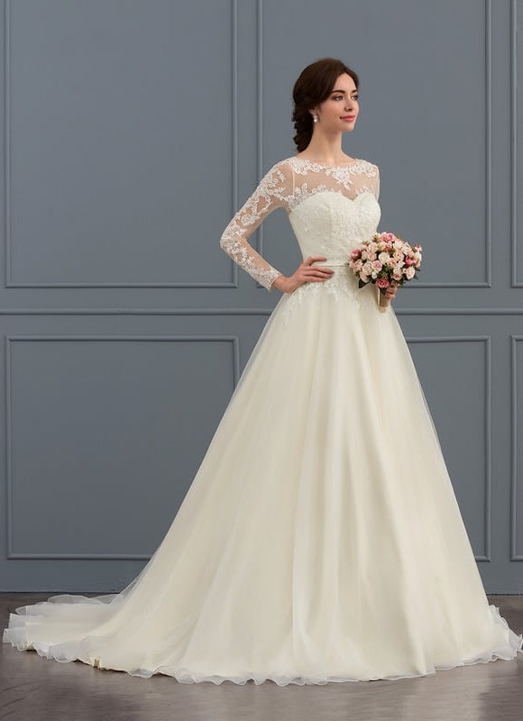 Robe Manche Longue Nuptiale Délicate - gallery 2