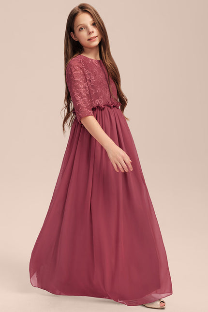 Robe Demoiselle D'Honneur Rose Manche Longue - gallery 3