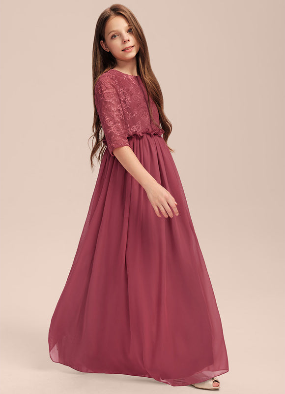 Robe Demoiselle D'Honneur Rose Manche Longue - gallery 3