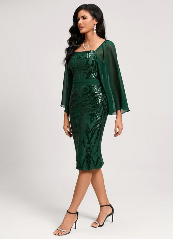 Robe Manche Longue Élégante Pailletée - gallery 2
