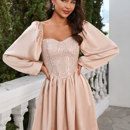 Robe De Soirée Courte Manche Longue